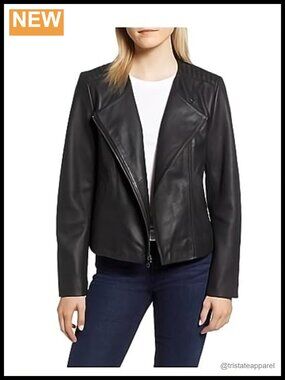 Leather Trench Coat Fully Lined Wing Collar Long Sleeve